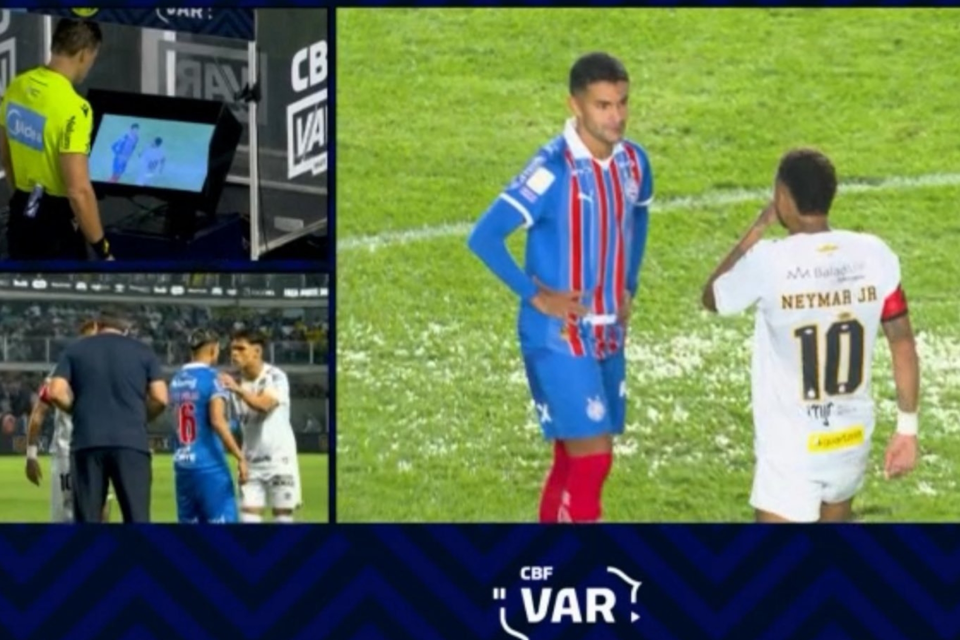 Imagen del VAR con Neymar tapándose la boca.