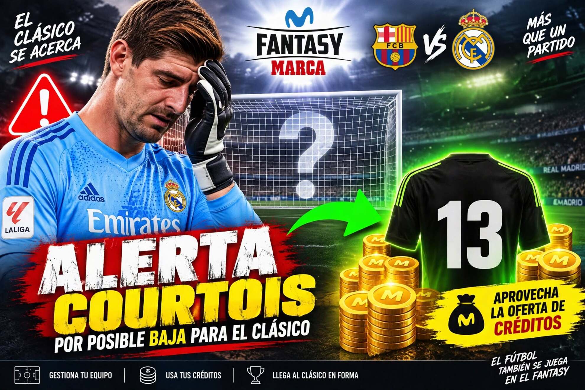 Parece que Courtois va a ser duda hasta última hora.