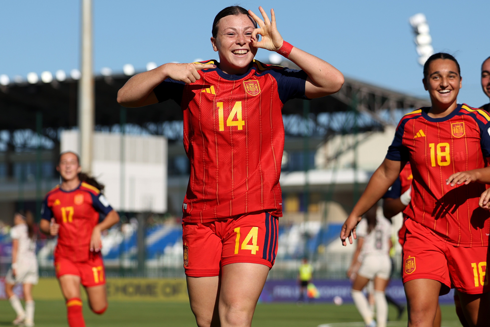 María Aymerich celebra un gol ante Chile en el Mundial Sub'17 RFEF