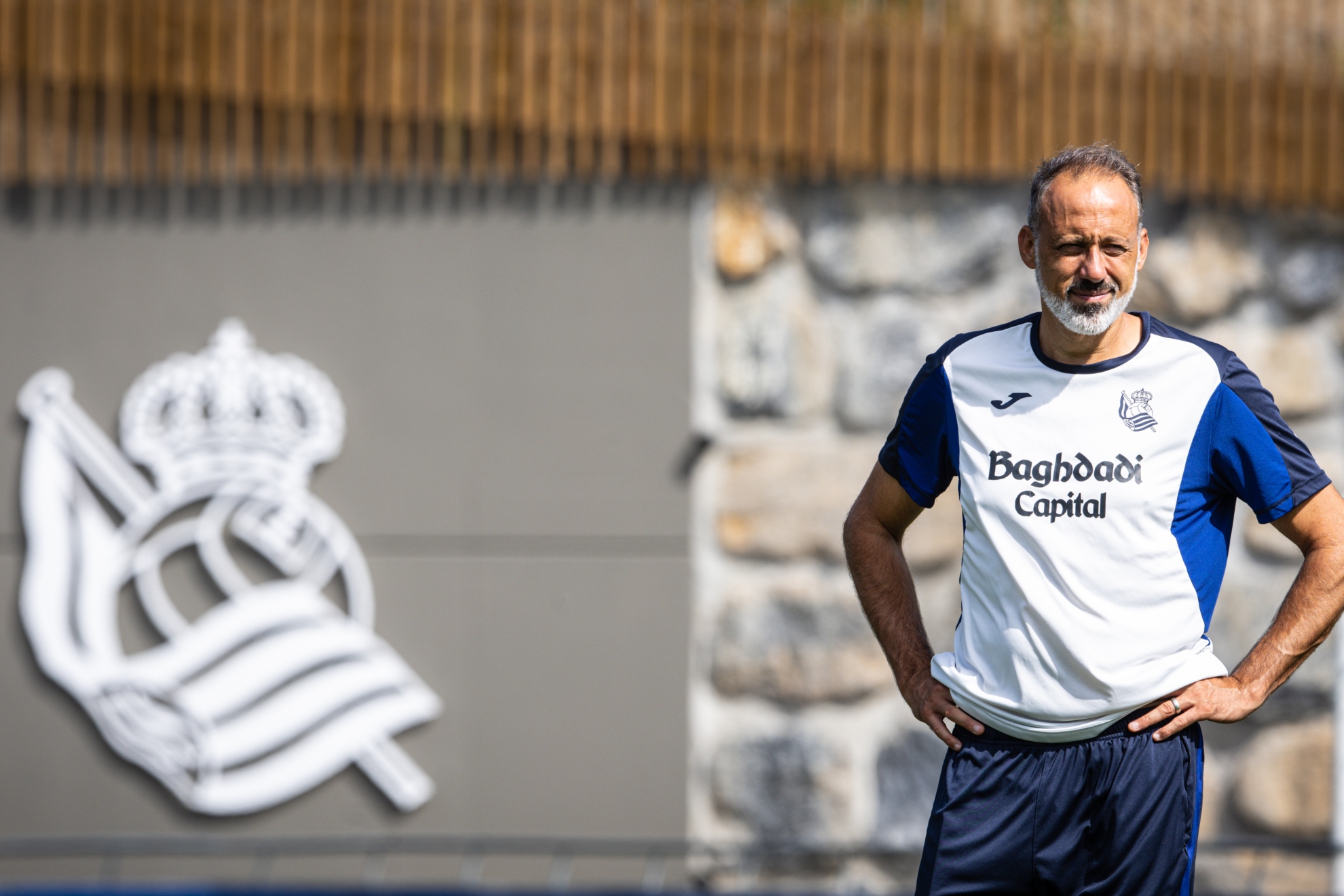 Pellegrino Matarazzo, durante un entrenamiento de la Real en Zubieta. REAL SOCIEDAD