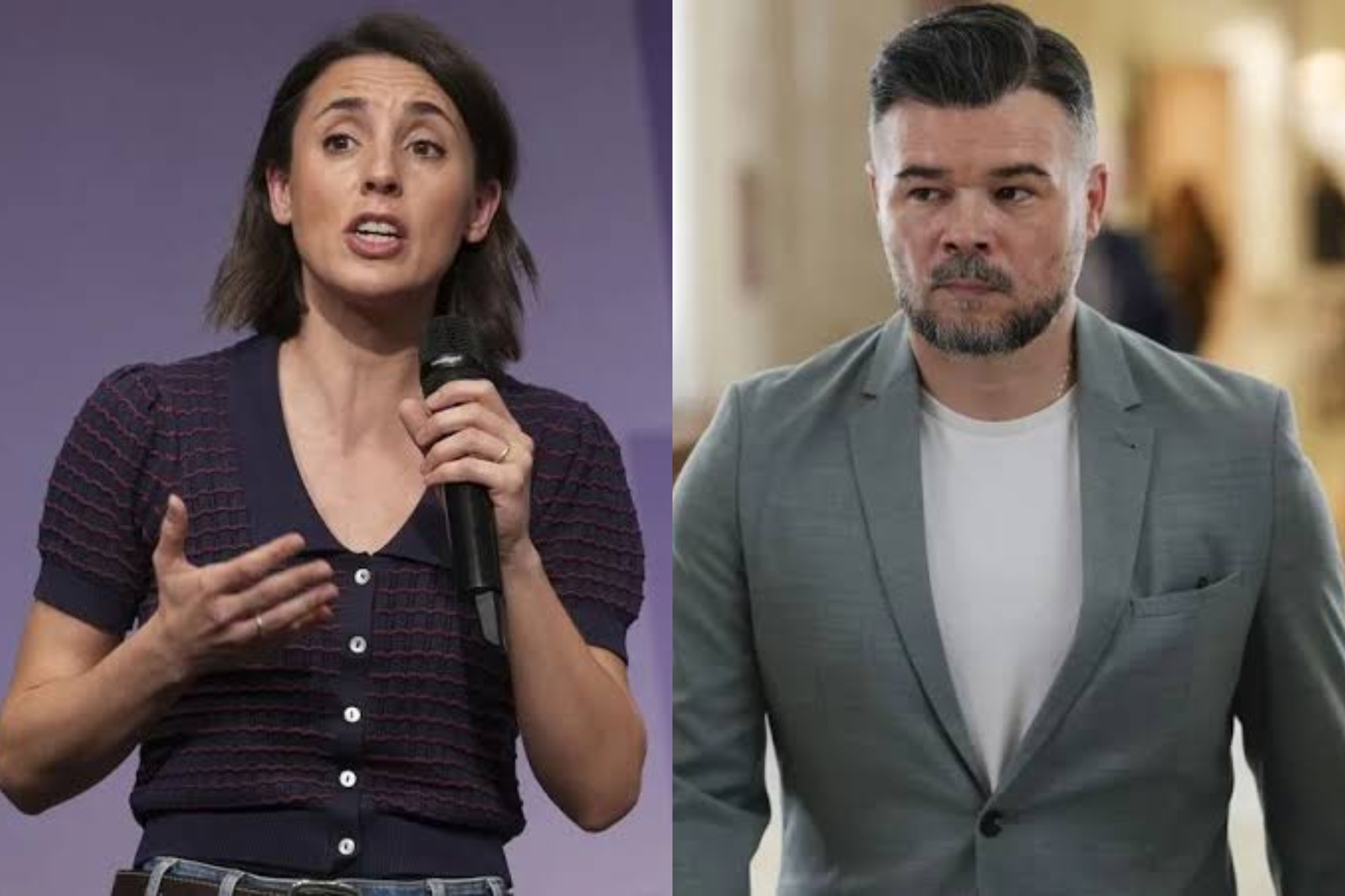 Irene Montero izquierda, Gabiel Rufian derecha EFE