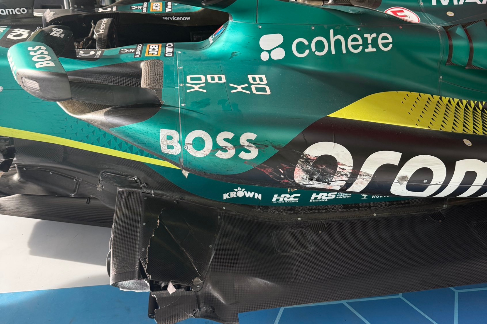 El coche de Alonso, tras la carrera. DE LA ROSA / X