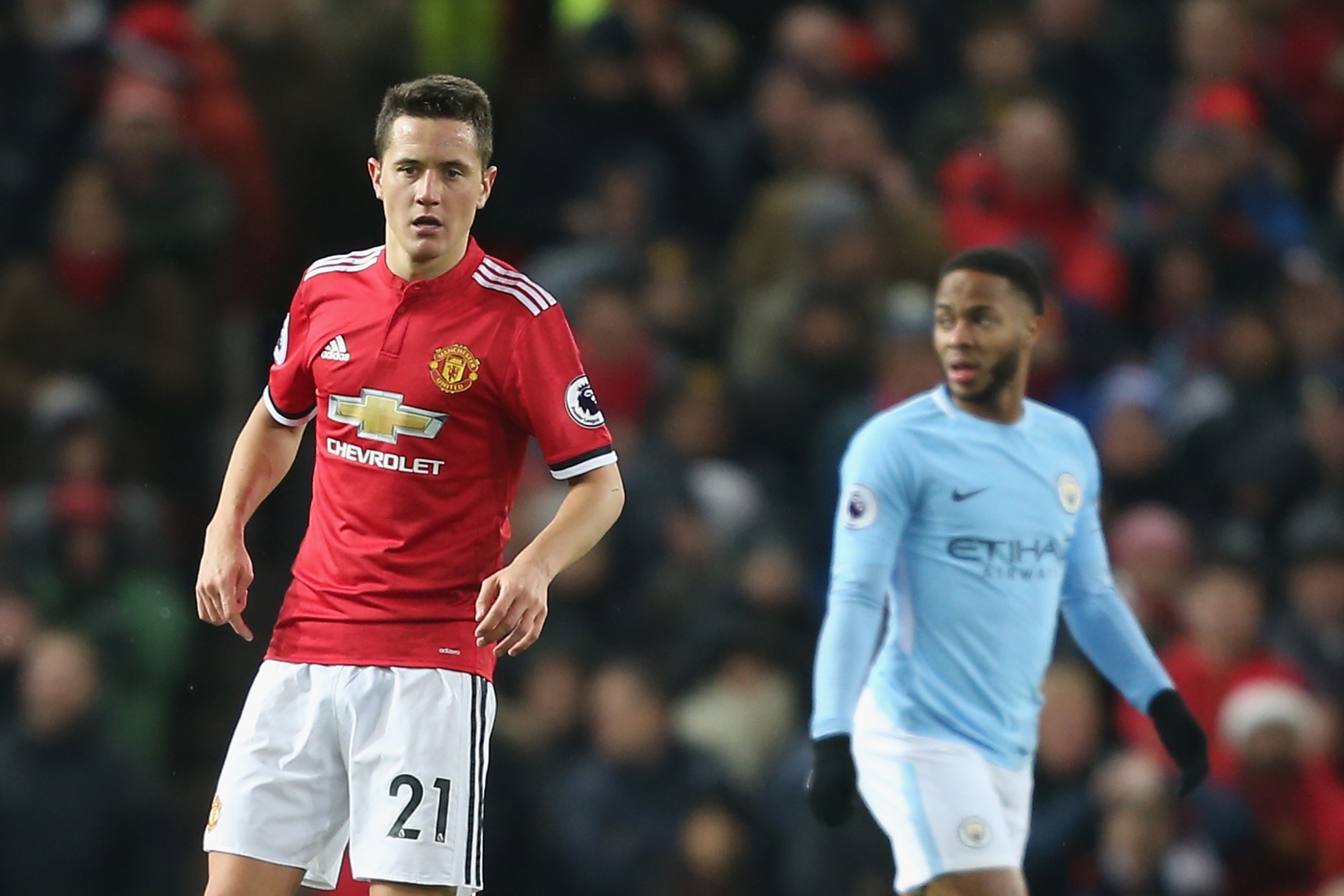 Ander Herrera, con el United ante el City en 2017. GETTY